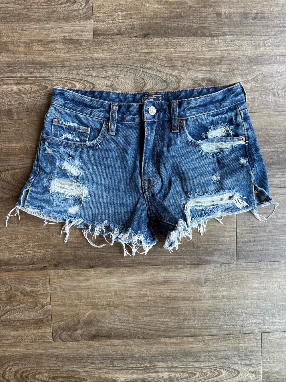 Abercrombie and Fitch Blue Denim Cutoff Shorts. Distressed. Size 26.